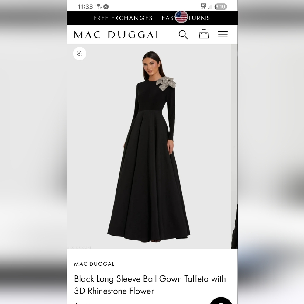 Mac Duggal Black Pleated A-Line Maxi Skirt New with Tags